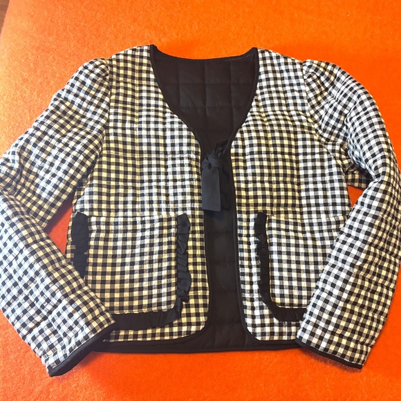 Stoosh black and white gingham reversible quilted blazer jacket NWT - Picture 3 of 11